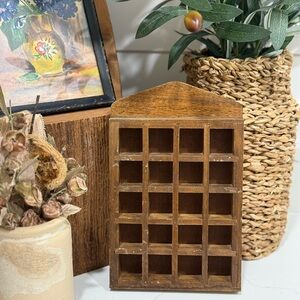 Vintage Wood Thimble Display Case Wall Hanging
